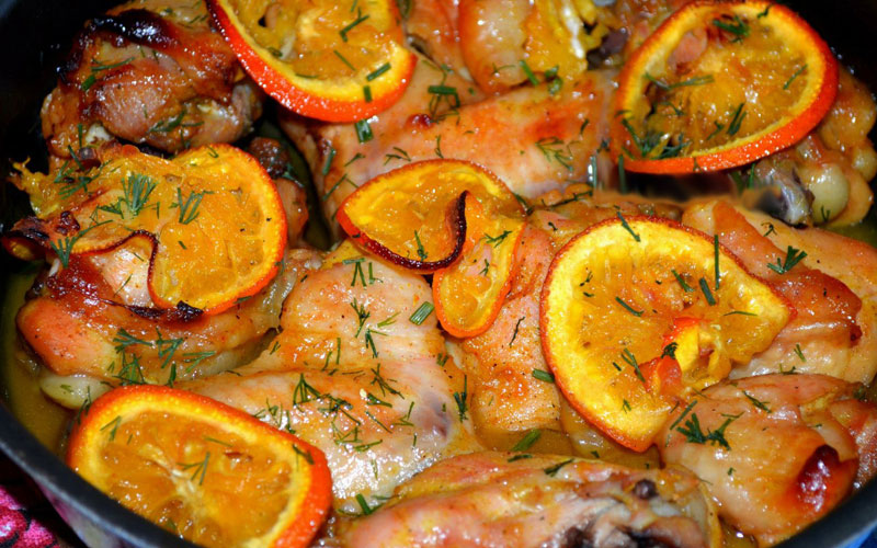 Курица с апельсинами в духовке — рецепт с фото пошагово